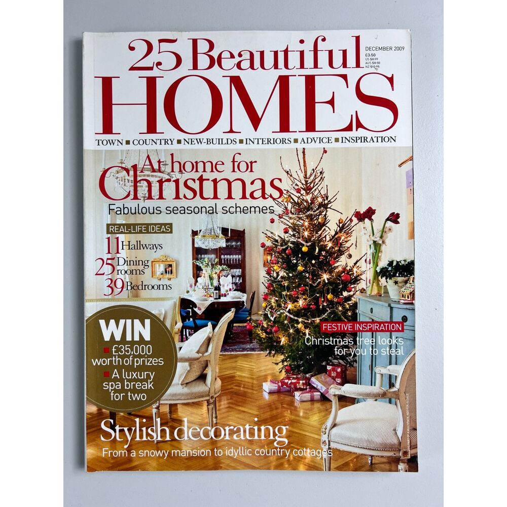 25 Beautiful Homes Magazine December 2009 Christmas Holiday Decor Town Country